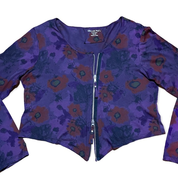 Ultimate Mik’s Floral 2 Way Zip Cardigan Top Sz XL - Picture 7 of 15